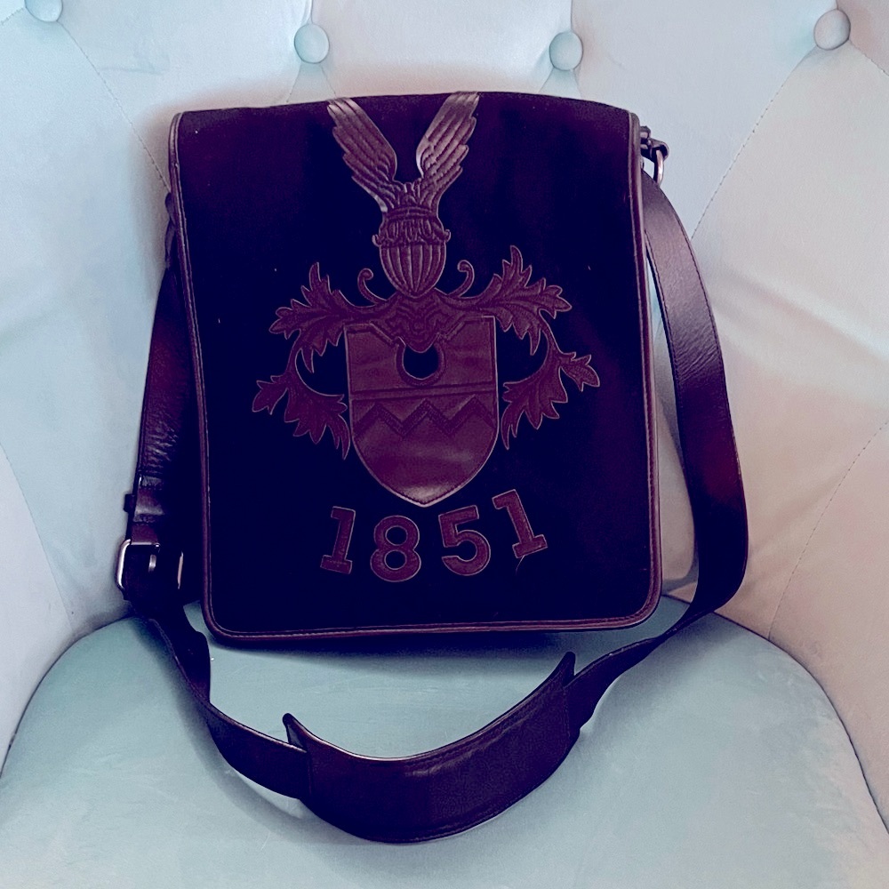 Bally Leather Messenger Bag Vintage Crest 1851 Crossbody Heritage Embossed